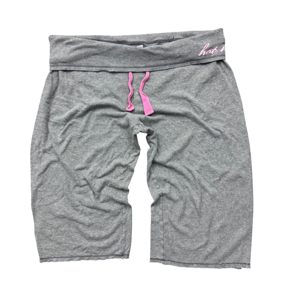 Y2K Victorias Secret Love Pink Cropped Sweatpants Foldover Waist Baggy Wide Leg